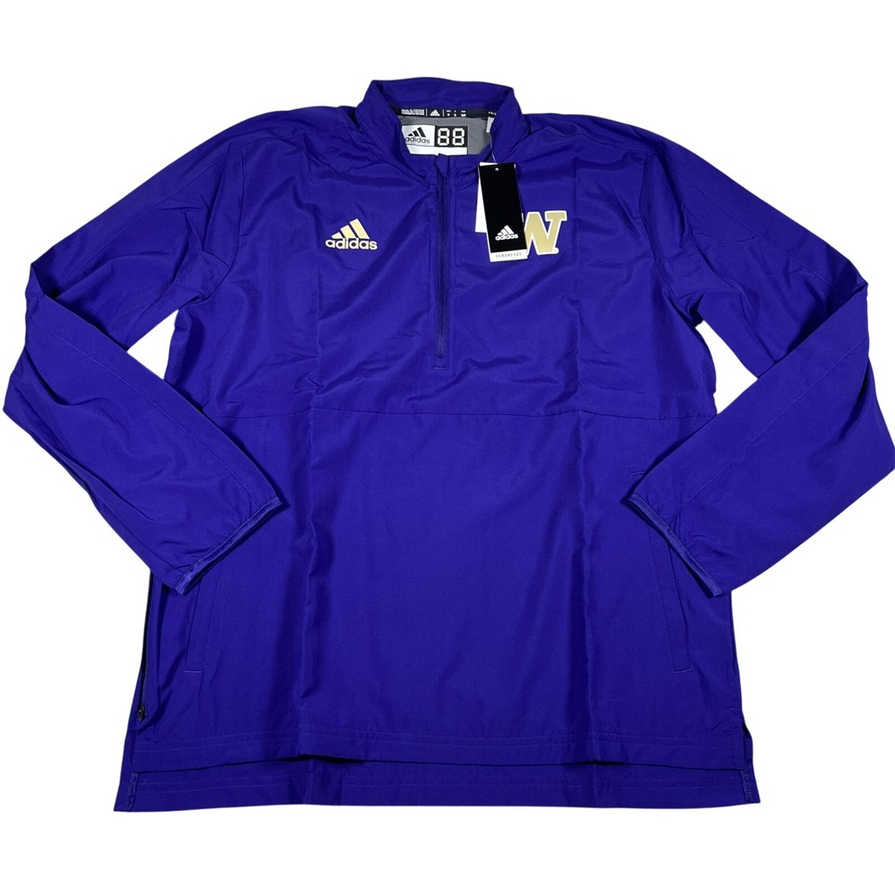 Adidas Washington‎ Huskies 1/4 Zip Pullover Mens Medium Purple Aeroready